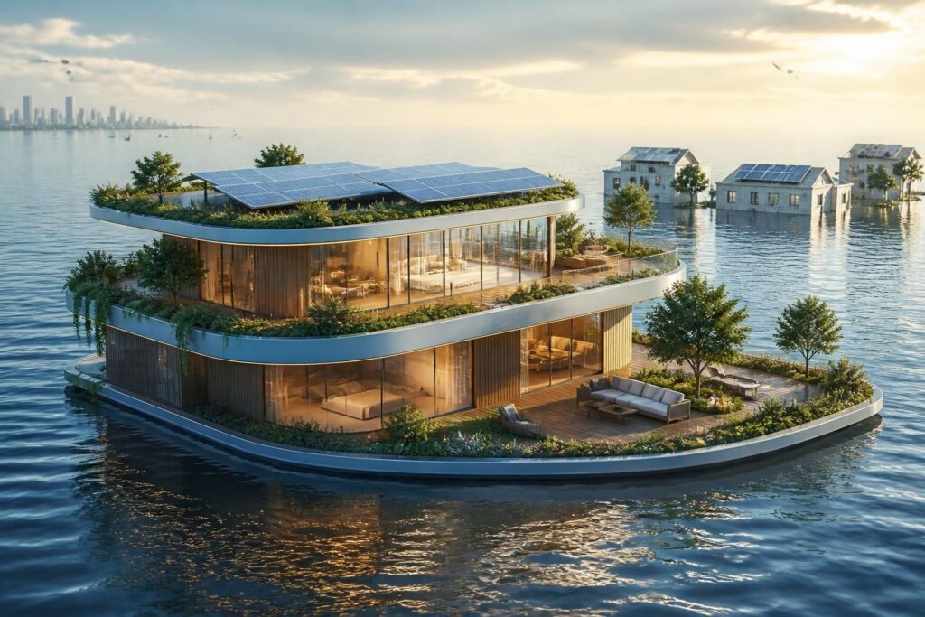 découvrez comment les bâtiments flottants révolutionnent l'habitat en offrant une solution innovante et durable face à la montée des eaux.