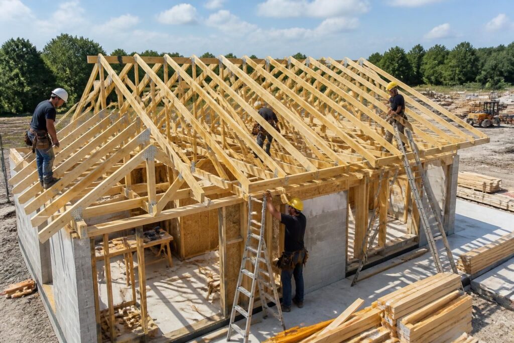 découvrez le prix au m² pour la pose et l'aménagement d'une charpente fermette. estimation détaillée des coûts pour votre projet de construction ou rénovation.